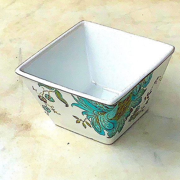 222 FIFTH ELIZA-SPRING TURQUOISE APPETIZER BOWL PORCELAIN SET OF 4 GOLD RIM NEW - Picture 9 of 12